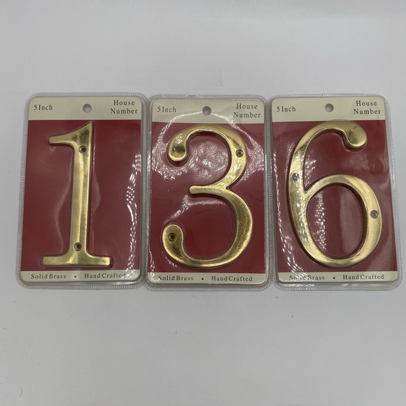 L.G. Sourcing, Inc. Other - Bundle set of 3 Solid Brass House Numbers 1, 3, 6 Hand Crafted
